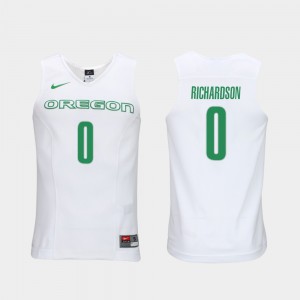 Authentic Performace Elite Authentic Performance College Basketball #0 White Men Will Richardson Oregon Jersey