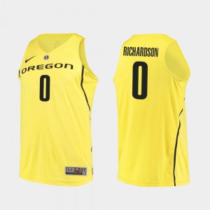 Authentic Will Richardson Oregon Jersey College Basketball Mens Yellow #0