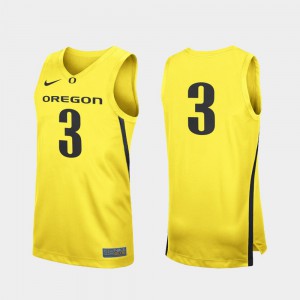 Yellow #3 College Basketball Replica Oregon Jersey Men's