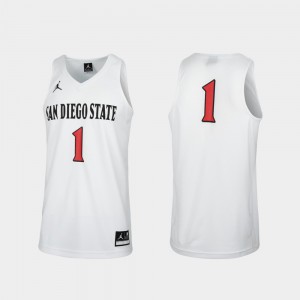 San Diego State Jersey White Replica #1 For Men College Basketball
