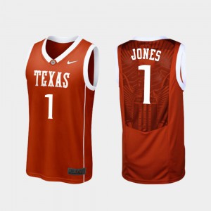 College Basketball Burnt Orange Men #1 Andrew Jones Texas Jersey Replica