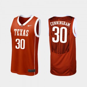 #30 For Men's Replica Burnt Orange College Basketball Brock Cunningham Texas Jersey