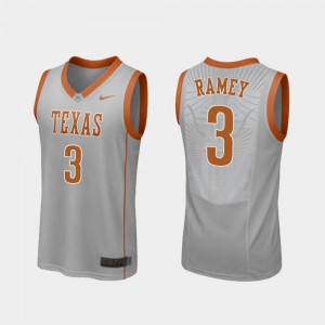 For Men's #3 Courtney Ramey Texas Jersey Gray College Basketball Replica