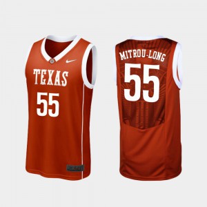 #55 Burnt Orange Elijah Mitrou-Long Texas Jersey Replica College Basketball Men's