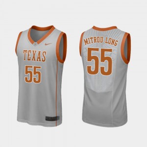 #55 Men Replica College Basketball Elijah Mitrou-Long Texas Jersey Gray