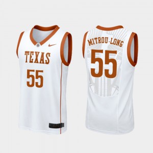 Replica #55 College Basketball Elijah Mitrou-Long Texas Jersey Men's White