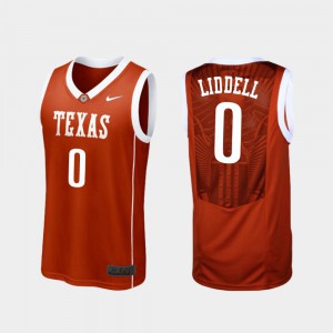 For Men College Basketball #0 Gerald Liddell Texas Jersey Burnt Orange Replica