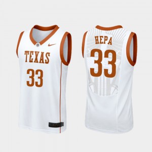 White For Men's Replica #33 Kamaka Hepa Texas Jersey College Basketball