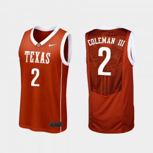 #2 Matt Coleman III Texas Jersey Replica College Basketball For Men Burnt Orange