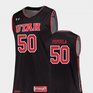 Christian Popoola Utah Jersey Replica #50 College Basketball Black Mens