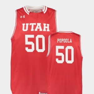 Red College Basketball Replica Christian Popoola Utah Jersey #50 Men
