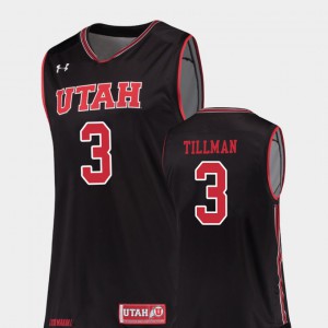 Mens College Basketball Black Replica #3 Donnie Tillman Utah Jersey
