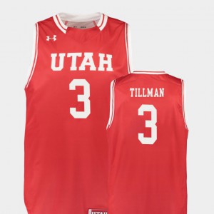 Donnie Tillman Utah Jersey Men's #3 Red College Basketball Replica