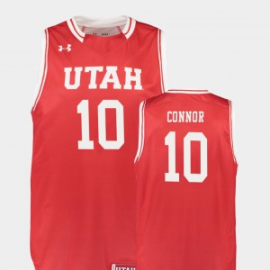 Men's Replica College Basketball Red Jake Connor Utah Jersey #10