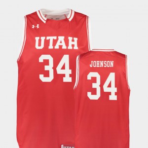 Men Jayce Johnson Utah Jersey College Basketball #34 Replica Red