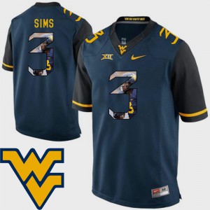 Charles Sims WVU Jersey Football Pictorial Fashion For Men #3 Navy