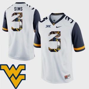 #3 Football Mens Charles Sims WVU Jersey White Pictorial Fashion