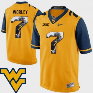 Gold Daryl Worley WVU Jersey Pictorial Fashion For Men #7 Football