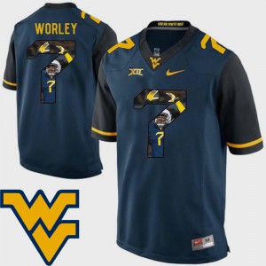 Daryl Worley WVU Jersey Navy Men's Pictorial Fashion #7 Football