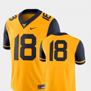 2018 Game Gold For Men's #18 College Football WVU Jersey