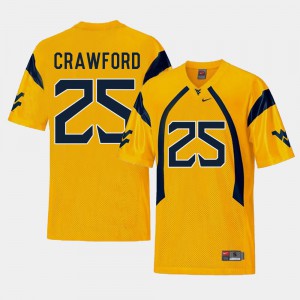 College Football #25 Gold Men Replica Justin Crawford WVU Jersey