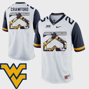 White Justin Crawford WVU Jersey #25 Football Pictorial Fashion For Men's
