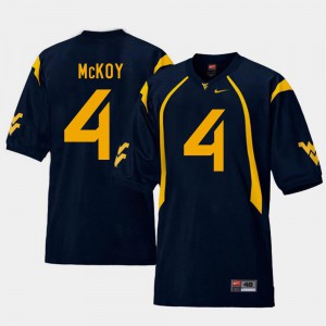 Navy Replica Men's #4 College Football Kennedy McKoy WVU Jersey