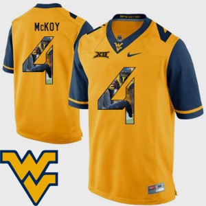 Kennedy McKoy WVU Jersey #4 Gold For Men Football Pictorial Fashion