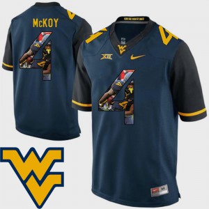 Navy Men's Kennedy McKoy WVU Jersey Football #4 Pictorial Fashion
