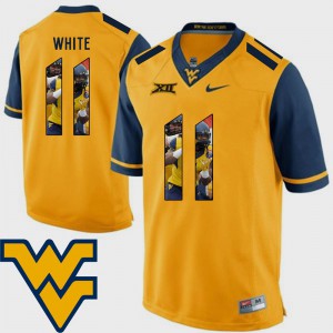Gold #11 Kevin White WVU Jersey Pictorial Fashion Football For Men's
