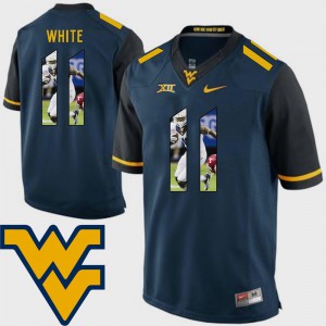 Football Men's Pictorial Fashion Navy Kevin White WVU Jersey #11
