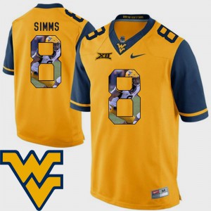 Marcus Simms WVU Jersey Football Mens Pictorial Fashion Gold #8
