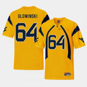 Replica Mark Glowinski WVU Jersey #64 College Football Gold Men
