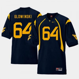 Replica College Football Navy Men Mark Glowinski WVU Jersey #64