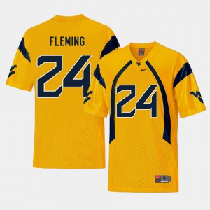 College Football For Men #24 Replica Gold Maurice Fleming WVU Jersey