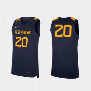 Replica For Men's WVU Jersey #20 College Basketball Navy