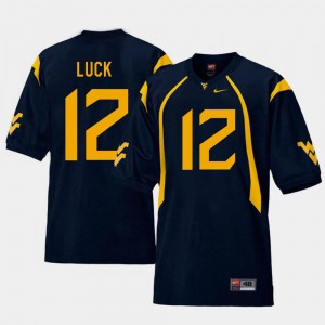 #12 College Football For Men's Oliver Luck WVU Jersey Replica Navy