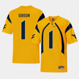 Gold #1 Shelton Gibson WVU Jersey Mens College Football Replica