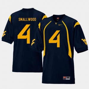 #4 For Men's Replica Wendell Smallwood WVU Jersey Navy College Football