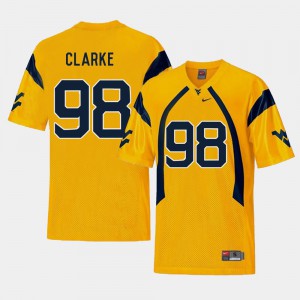 College Football Gold Will Clarke WVU Jersey Men #98 Replica