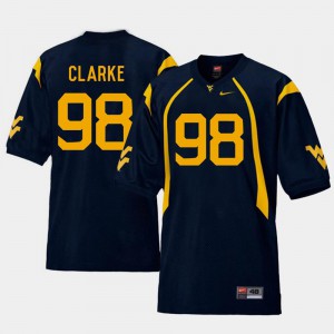 #98 College Football Navy For Men's Replica Will Clarke WVU Jersey
