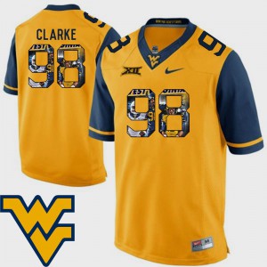Football #98 Gold For Men Pictorial Fashion Will Clarke WVU Jersey