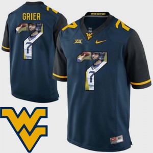 Football Navy Pictorial Fashion Will Grier WVU Jersey For Men's #7