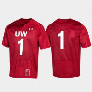 Mens #1 College Football Replica Wisconsin Jersey Red 150th Anniversary