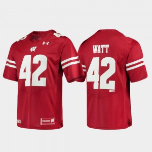Alumni Football Game Men's Replica #42 T.J. Watt Wisconsin Jersey Red