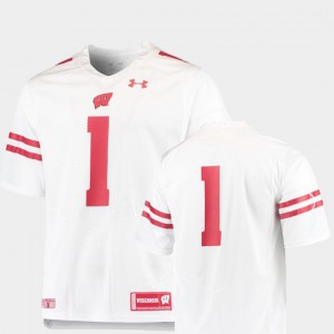 White For Men Team Replica College Football Wisconsin Jersey #1