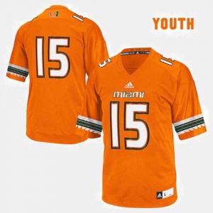 #15 College Football Youth(Kids) Orange Miami Jersey