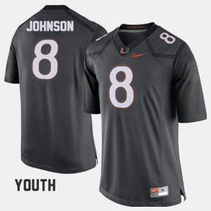 Gray #8 Duke Johnson Miami Jersey Youth(Kids) College Football