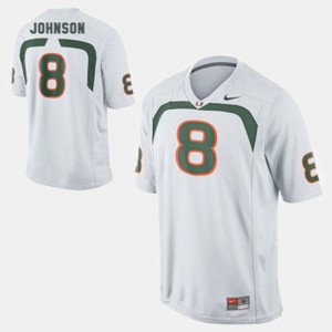 Duke Johnson Miami Jersey For Men's College Football White #8