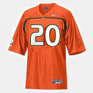 Youth #20 College Football Ed Reed Miami Jersey Orange